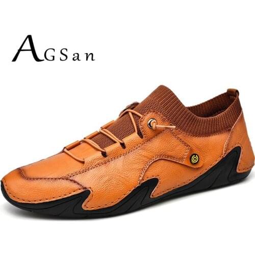 Summer Genuine Leather Casual Shoes Men Sneakers Breathable Daily Footwear Driving Shoes Big Size 48 47 Leather Flats Mens Brown
