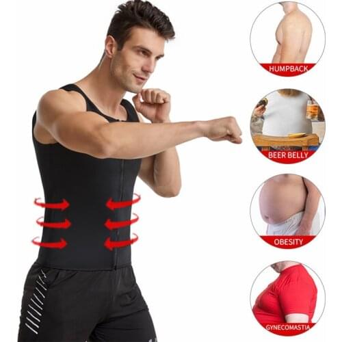 Maie Neoprene Slimming Vests Men Waist Trainer Sauna Vest Sport Gym Sweat Corset Top Weight Loss Body Shaper Front Zipper Suit