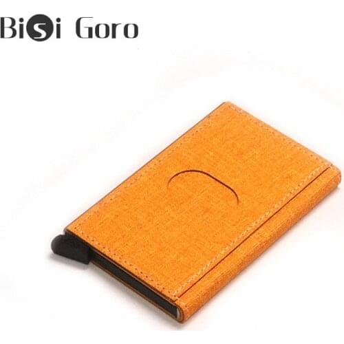 Bisi Goro 2020 Metal Men Credit Card Holder Rfid Blocking Box Mini Slim Wallet Automatic Pop Up Business Card Case Protector