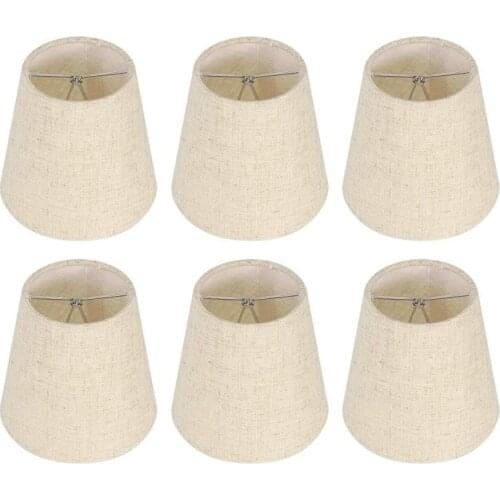 Small Lamp Shade Clip on Bulb Set of 6 for Candelabra Bulbs, Barrel Fabric Lampshade for Table Chandelier Wall Lamp