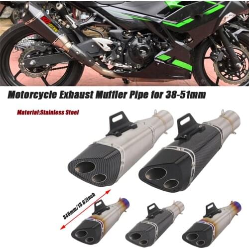 Motorcycle Exhaust Silencer Tip Pipe Stainless Steel System for 38-51mm Exhaust Muffler Tubes Removable DB Killer Silp on Set