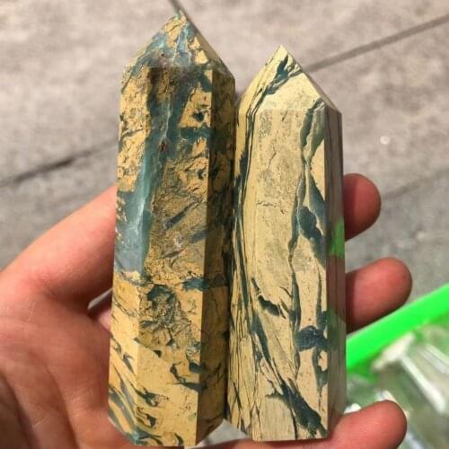 Natural Mineral, Yellow And Green Crystal, Wand Piont, Energy Healing Crystal And Decoration For Home, Room, And Desk
