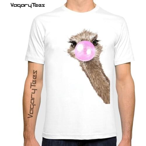 New Fashion Sneaky Ostrich Bubble Gum Men T Shirt Animal Alpaca Farm Cute Llama Humor Happy Illustration Drawing tees