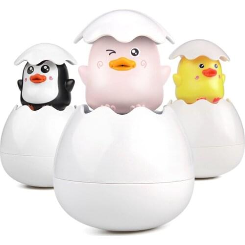 New Baby Bathroom Bath Toy Floating Water Spray Dinosaur Egg Cartoon Penguin Duck Children Playing Water Dinosaur Toy for Kids