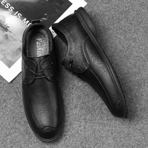 New Men Black Brown business shoes male lace-up formal shoes mens genuine leather Bullock Flats Fashion Casual Shoes Men