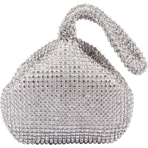 New Arrival Soft Women Evening Bags Diamond Rhinestones Clutches Silver Black Gold Crystal Wedding Party Handbags Purse