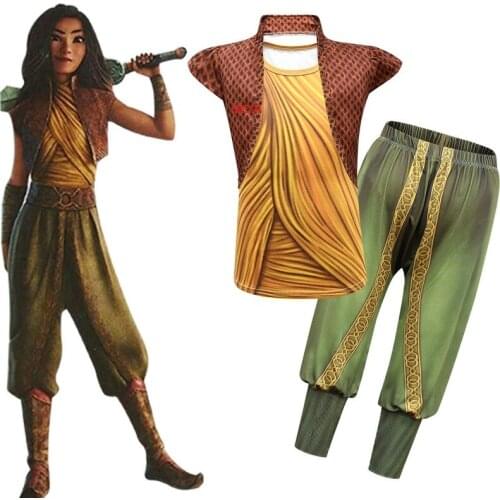 New Movie Raya and The Last Dragon Kids Cosplay Legend Halloween Costume Raya Bodysuit Fancy Set Children Performance Costume