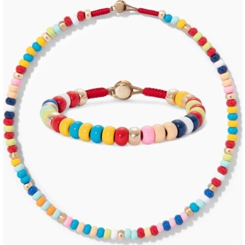 Wholesale brioche boho bohemian summer rainbow beads girls LOOPY NECKLACE roxanne assoulin choker necklace women brass hardware