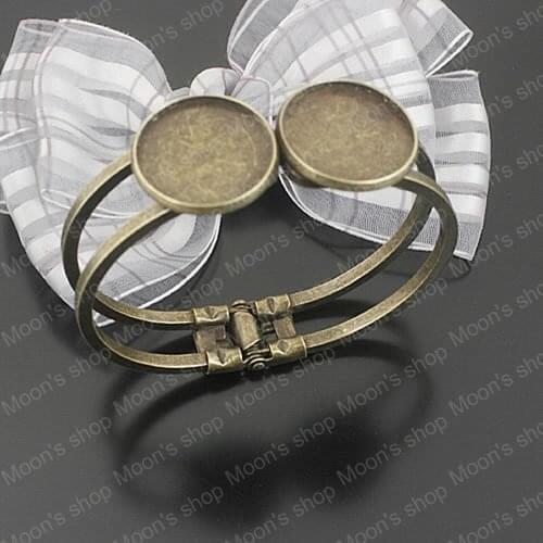 Wholesale Copper Antique Bronze Bracelet-Double Circle DIY Fashion Jewelry Findings Accessories 1PC (JM3390)