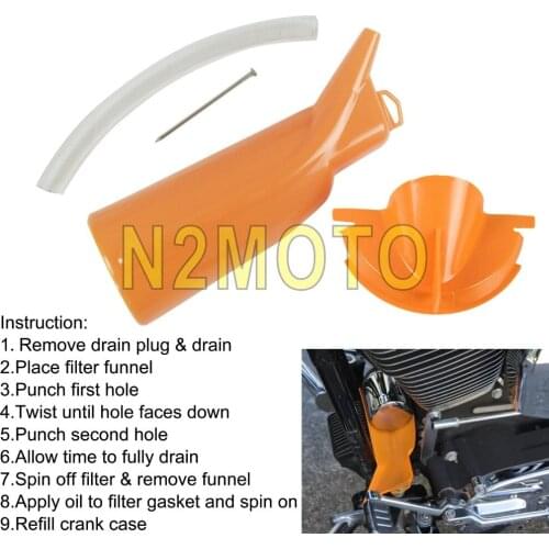Orange Primary Oil Fill Funnel +Oil Catcher Drain Oil Filter Funnel for Harley Sportster XL 883 1200 Dyna Softail Touring 04-17