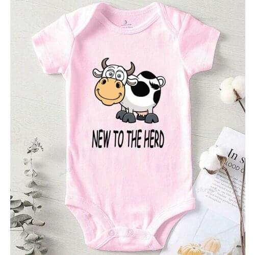 Toddler Girl Fall Clothes Outfits for Girls Print New To The Herd Baby Boy Winter Costume new born Girl Outfit Cotton Bodysuits