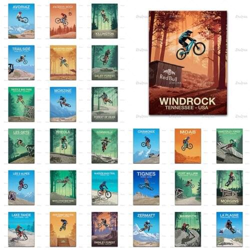 Mountain Bike Trail Poster Bicycle Enthusiast Home Decor Canvas Wall Art Prints Lane Living Room Decoration Unique Gift
