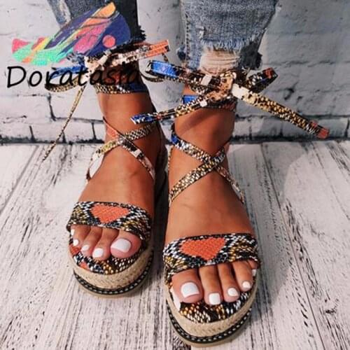 Womens Sandals Summer New Fashion Leopard Fish Mouth Sandals Plus Size European Casual Lace Up Comfortable Sandals Female Shoes