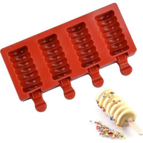 Homemade Silicone Ice Cream 4 Cavities Molds Reusable Ice Pop Molds For Freezer And Fruit Juice Popsicle Molds Sturdy Durable