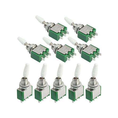 SPDT 2 Position Self-Locking Rocker Type Toggle Switch AC 250V 2A Green 10pcs KNX1*2