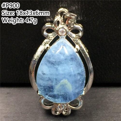 Top Natural Ocean Blue Aquamarine Crystal Pendant Jewelry For Woman Lady Man Beauty Stone 18x13x6mm Beads Silver Gemstone AAAAA