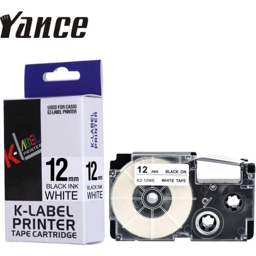 Yance XR-12WE XR 12WE label printer ribbon Compatible Casio 12mm Black on White label tape for EZ printer KL-60-L KL-60SR KL-170