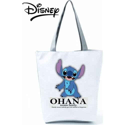 Disney Lilo Stitch Handbag Women Eco Reusable Shoppaing Bag Beach High Capacity Tote Cute Cartoon Shoulder Bag Custom Pattern