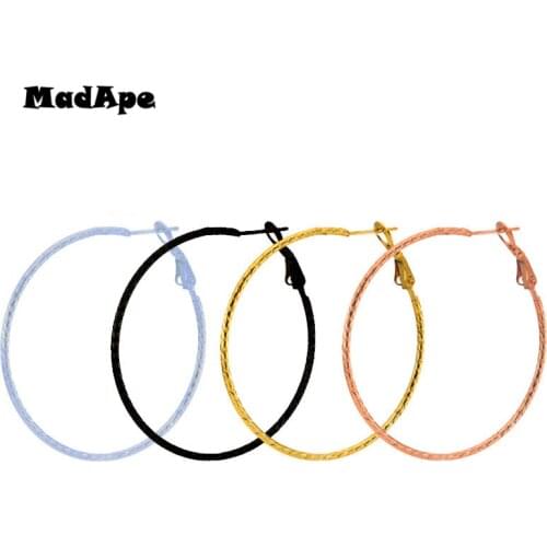 MadApe 1.5mm Diameter Stainless Steel Big Roush Hoop Earrings For Women Classic Gold Color Hoop Earrings Jewelry Wholesale