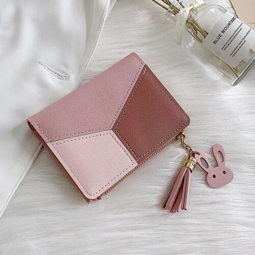 Women Wallets Zipper Purse Patchwork Fashion Panelled Wallets Trendy Coin Purse Card Holder Leather Designer Purse High Quality