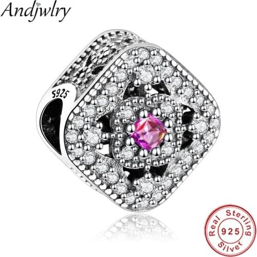 Fit Bracelet 925 Sterling Silver Original Beads With Purple Zircon Charms Sliver Jewelry Making DIY Women Beads Berloque