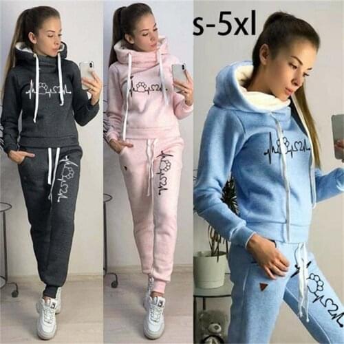 2020 Autumn New Tracksuits For Women Winter Femme Sport Suits Sweatshirts And Long Pants Print Logo 2Pcs Clothes Sets Plus Size