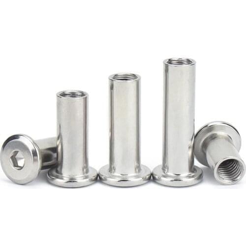 1/5pcs 304 Stainless Steel Large Flat Hex Hexagon Socket Head Furniture Rivet M6 M8 Connector Insert Joint Sleeve Cap Nut
