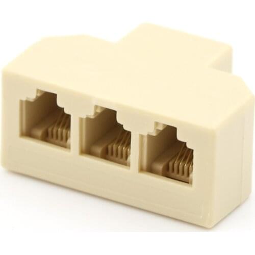 1PCS 6P4C RJ11 Telephone Splitter 3 Way Adapter 1 M To 3 F RJ-11 6P4C Phone Jack Splitter