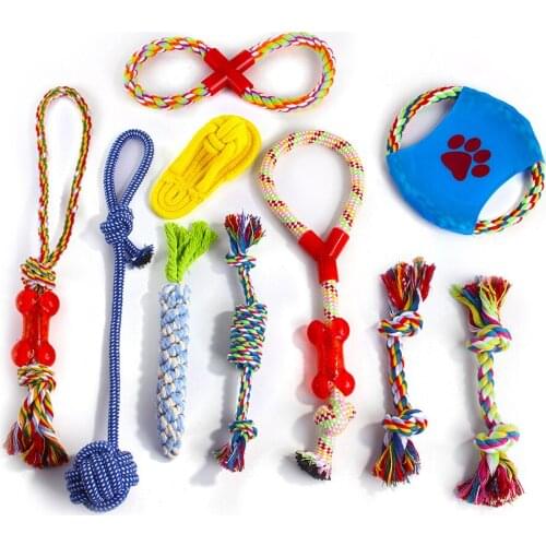 10Pcs Dog Toy Sets Chew Rope Toys for Large Dog Chewing Toys for Dog Outdoor Teeth Clean Toy for Big Dogs Juguete Para Perros