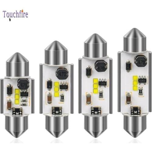 10Pcs LED Festoon C5W 31/36/39/41mm CSP 3Smd With Lens Car Bulb Canbus No Error Interior Light Reading Light 6000K White 12V