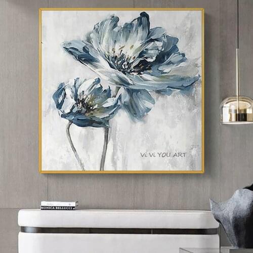 100% Modern Minimalist Hand Living Room Oil Painting Wall Sofa Background Light Luxury Floral Bedroom Abstract Mural Frameless