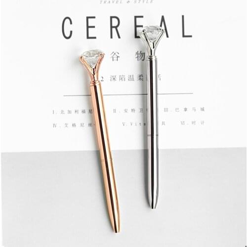 12 Pcs Creative Gold Diamond Pen Metal Crystal Scepter Ball Signature Pen Creative Gift Stationery Stationery