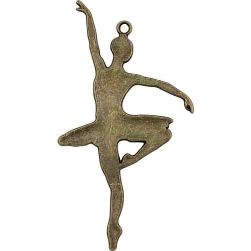 20pcs-Ballet Dancer Charms Antique Bronze Large Ballerina Charms Pendant, Dancing Girl 69x37mm
