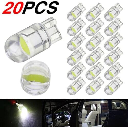 20pcs T10 LED COB Bulb 6000K White W5W Car Interior Light Dome Lamp Map Bulb Car Turn Signal Lights Car Daytime Running Lights