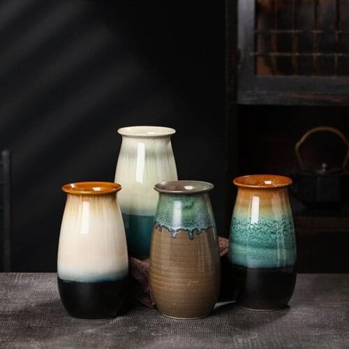 2020 Creative Ceramic Vase Hand Blown Glaze Room Table Top Room Home Decoration Maison Accessories Dry Flower Hydroponics Vases
