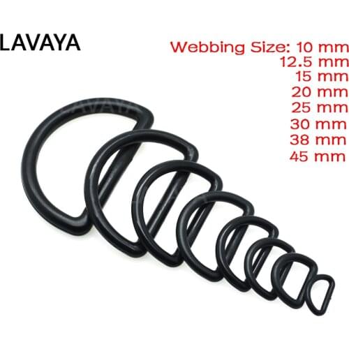 50pcs/lot Plastic D Ring Buckles Webbing Size 10mm 12mm 15mm 20mm 25mm 30mm 38mm 45mm Black