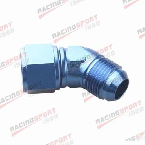 12AN AN-12 45 Degree Female To Male Aluminum Fitting Adapter Blue