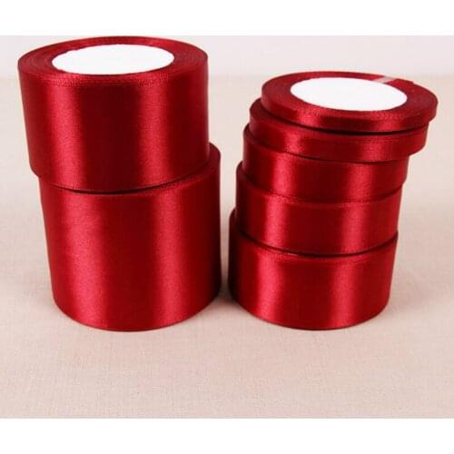 25 Yards 6/10/15/20/25/38/50/75mm Wine Red Satin Ribbons for Wedding Party Gift Decoration DIY Christmas Apparel Sewing Fabric