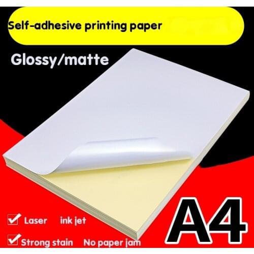 100 A4 White Inkjet Laser Printer Paper Craft Copier Sticker Label Sticker Glossy Matte Paper Thicker Printable Wood Pulp Paper