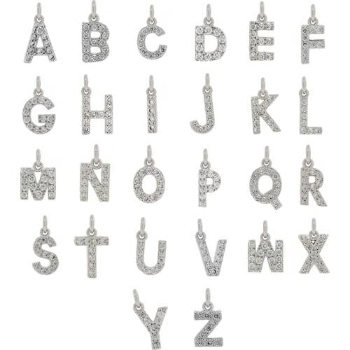 26 Alphabet Pendant Accessories Necklace DIY Copper Micro-Inlay Zircon Electroplated 24K Gold Jewelry For Women