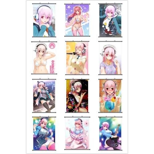 Coscase Anime Super Sonico Suzu Fujimi SUPERSONICO Fuuri Watanuki Home Decor Wall Scroll Poster Decorative Pictures