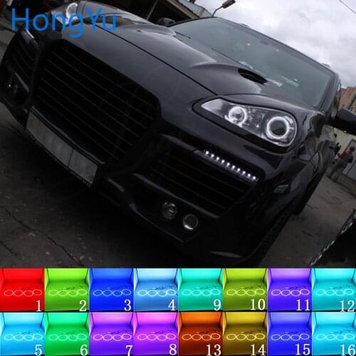 For Porsche Cayenne 957 2007 - 2009 Accessories Headlight Multi-color RGB LED Angel Eyes Halo Ring Eye DRL RF Remote Control