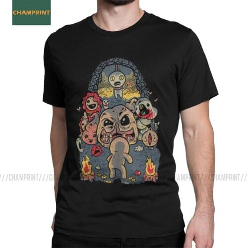 Mens T-Shirt The Binding Of Isaac Cotton Tees Short Sleeve Afterbirth Rebirth Game Lamb Demon T Shirts Round Neck Tops 4XL 5XL