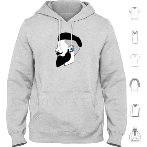 Hipster Hoodies Long Sleeve Hipster Beard Hearing Aid Deaf Proud Disability Hearing Loss Hard Of Hearing