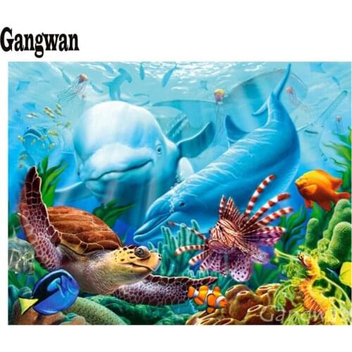 DIY diamond embroidery Sea Turtle Blue Dolphins full square round diamond painting cross stitch kit 5D mosaic stickers home deco