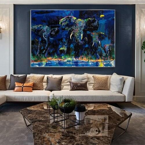 Colorful Elephant Painting Animal Poster Oil Painting On Canvas Wall Art Room Decoration Picture For Home Decoration NO FRAME