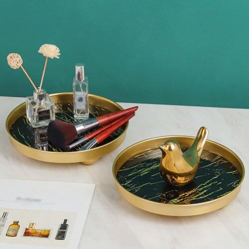 1Pcs Round Storage Tray Portable Bedroom Table Decorative Cosmetics Jewelry Sundries Display Organizer