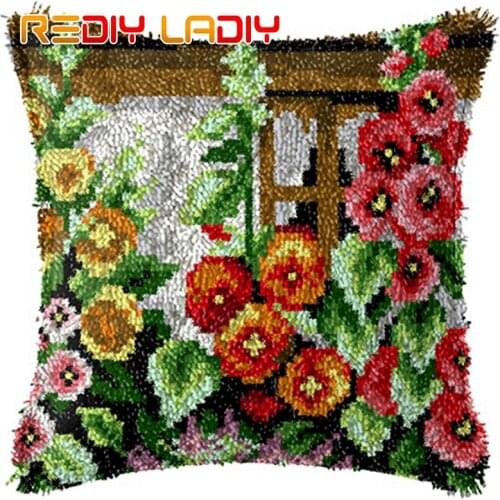 Latch Hook Kits Calla Lily Cushion Cover Pre-Printed Color Canvas Crocheting Arts & Crafts Pillow Case Sofa Pillows Home Decor