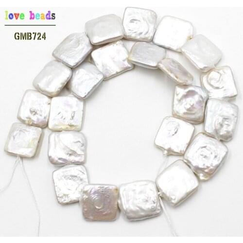 AAA 15-18mm Natural White Baroque Freshwater Pearl Square Beads for Bracelets Necklace DIY Jewelry Making