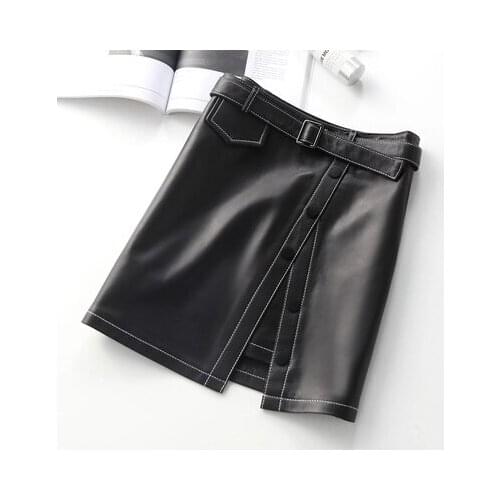 Top brand and Winter Autumn New Sheep High Waist Irregular Belt Skirt high quality